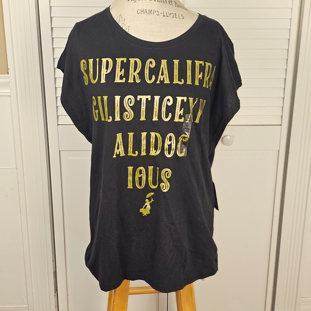 NWT Disney Mary Poppins Supercalifragilisticexpialidocious‎ Short Sleeve Tee XL